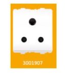 V-Guard Torio 6A  3 Pin  Socket (Raised) -2M - TRO White Modular Switches 3001907