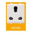 V-Guard Torio  6/16 A 3 Pin Comb. Socket (Raised) -2 M - TRO  White Modular Switches 3001908