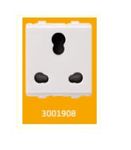 3001908 V-Guard Torio 6/16 A 3 Pin Comb. Socket (Raised) -2 M - TRO White Modular Switches 3001908 - Image 1