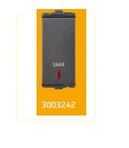 3003242 V-Guard Torio 16AX 1 Way Switch With Pilot Light - 1 M Black Modular Switches 3003242 - Image 1