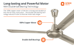Orient Electric 1200mm Quasar Electroplated Decorative Ceiling Fan (Pewter Finish) - Image 4
