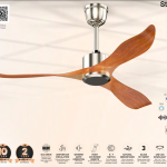 Sturlite's Airetor 1422mm ceiling fan(Satin Nickel+Darkwood)without LED