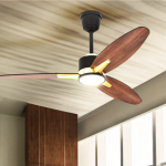 Sturlite's Stylus 1320mm ceiling fan (Black+Darkwood+Brass Trim)