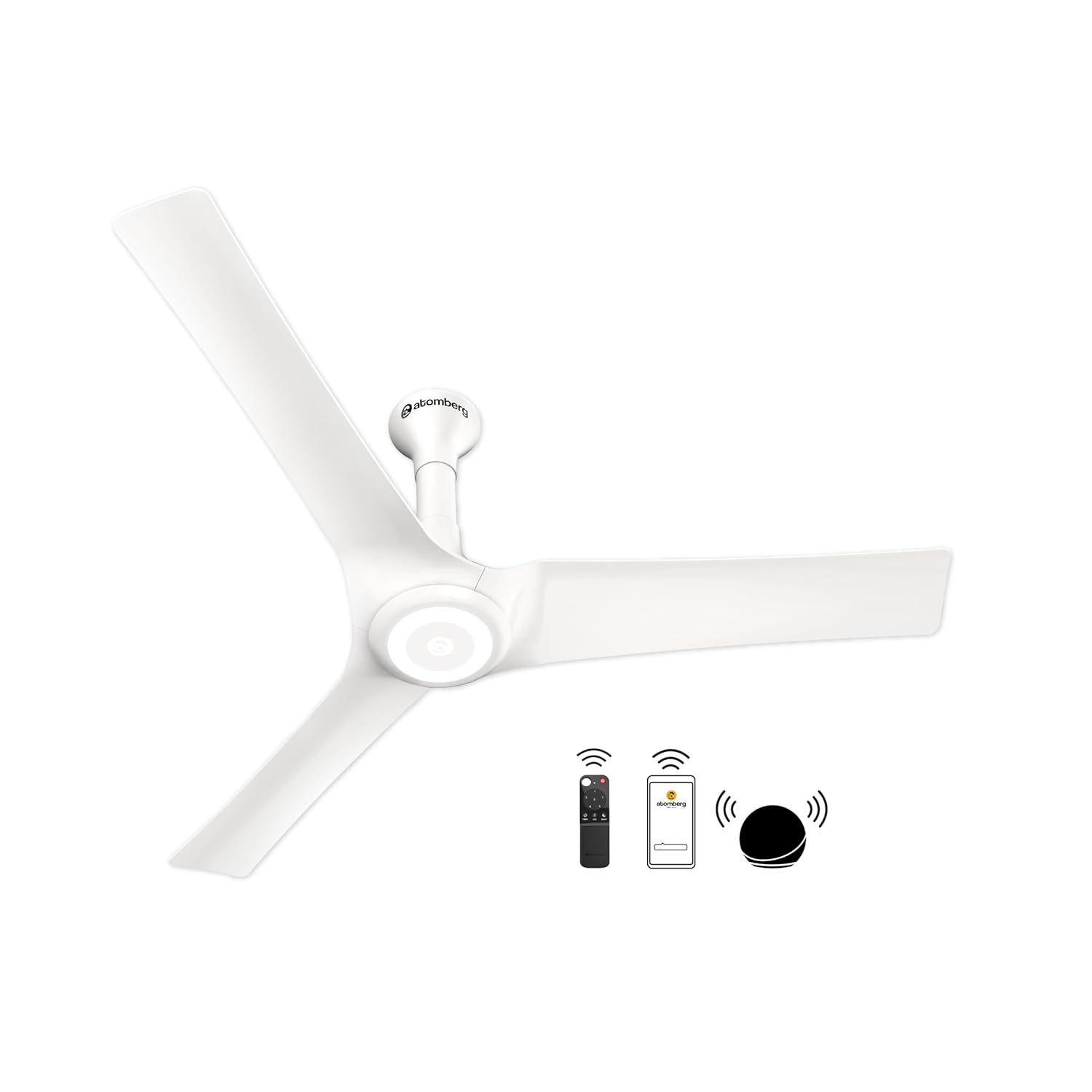 atomberg20aris20starlight20wh Atomberg Aris Starlight 1200mm Marble White BLDC Ceiling Fan with Underlight, IoT & Remote Control | Smart Fan with Noiseless Operation (Marble White) - Image 1