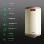 Racold CDR DLX 35 L Vertical 2KW Storage water Heater Geyser with Titanium Plus Technology (Ivory) - Image 2