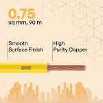 Polycab Optima plus 0.75 sq mm 90Mtr Wire(Yellow) - Image 5