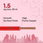 Polycab Optima plus 1.50 sq mm 90Mtr Wire(Red) - Image 5