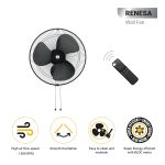 Atomberg Renesa Midnight Black 400mm Wall Mount Fan | Wall Fans for Home | Silent BLDC Wall Fan | Remote with Timer & Sleep Control | 1+1 Year Warranty - Image 6