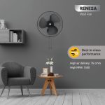 Atomberg Renesa Midnight Black 400mm Wall Mount Fan | Wall Fans for Home | Silent BLDC Wall Fan | Remote with Timer & Sleep Control | 1+1 Year Warranty - Image 4